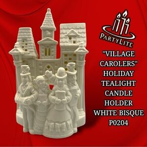 PartyLite Village Carolers Tealight Candle Holder Bisque Porcelain PO204